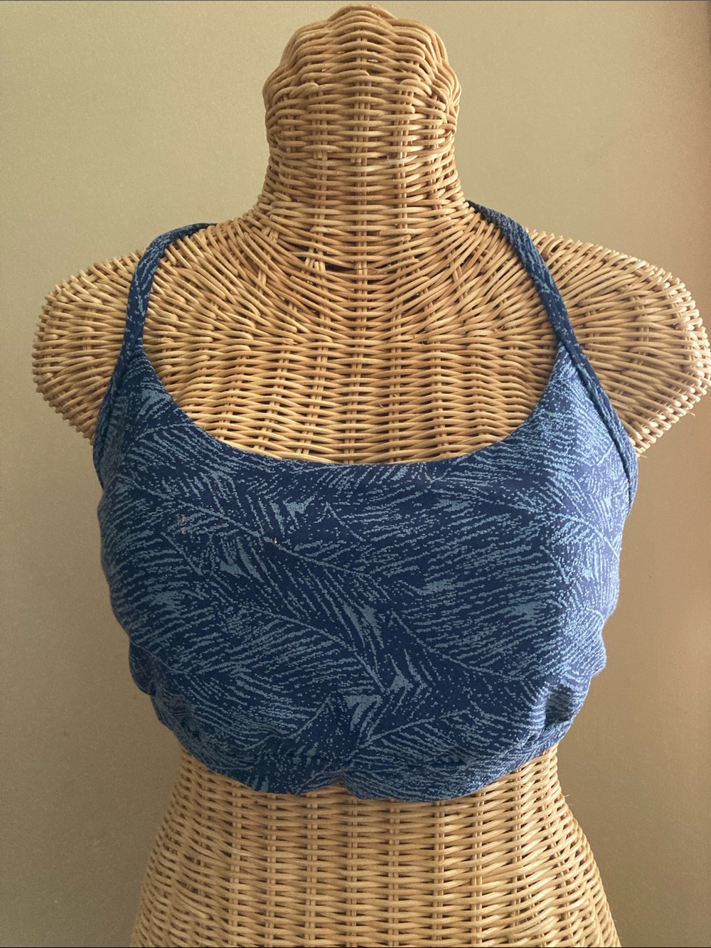 Blue Printed Scoop Sports Bra XL